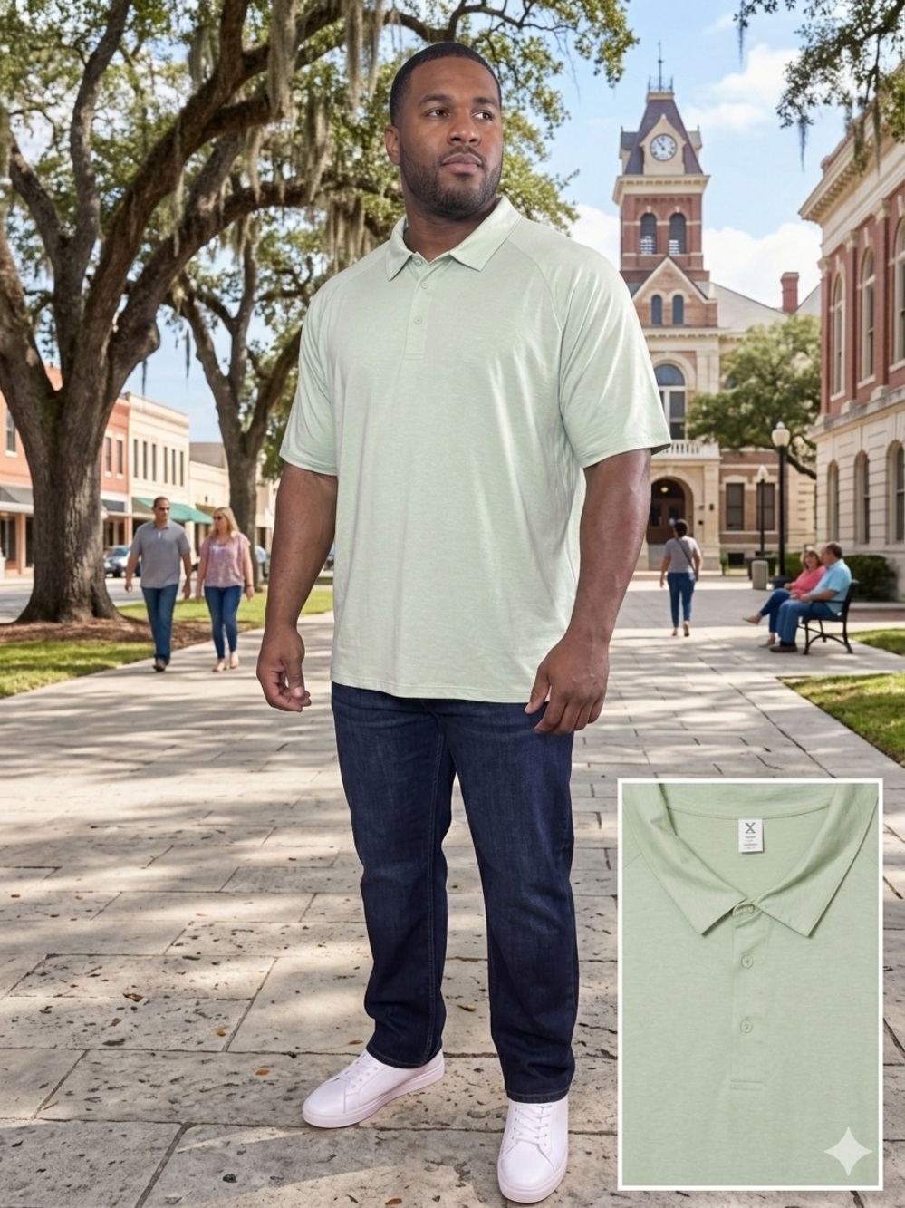 Xersion Men's 5XLT Light Mint Polo Shirt NWOT Short Sleeve Big & Tall